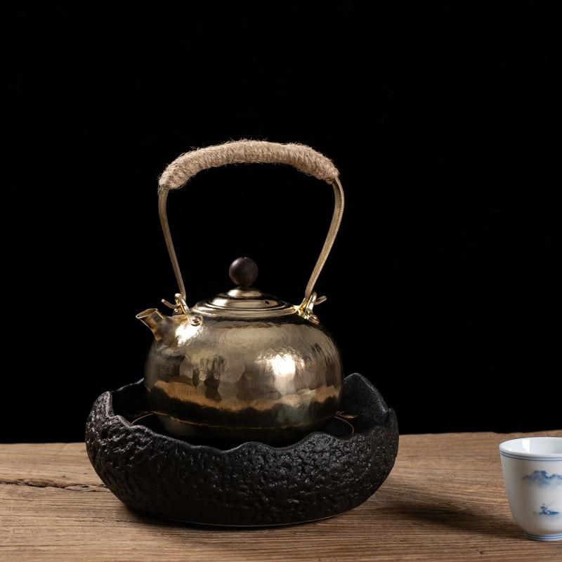 Handcrafted Pure Copper Teapot Traditional Tea Brewing 750ml/1000ml Long Spout Or Cannon Antique Finish