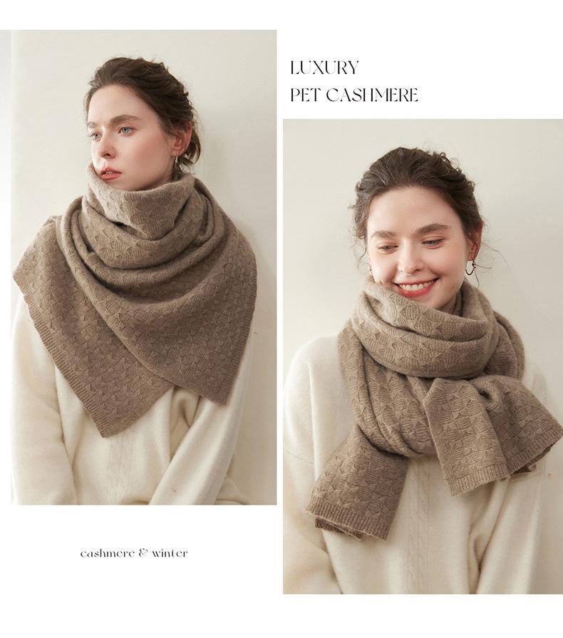 Women's 100% Pure Cashmere Scarf - Warm, Versatile, Solid Color Knit for Autumn & Winter