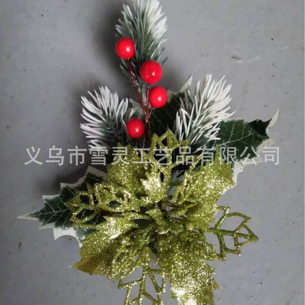 Christmas Needles, Red Berries, Christmas Flowers, Christmas Tree Ornaments And Props