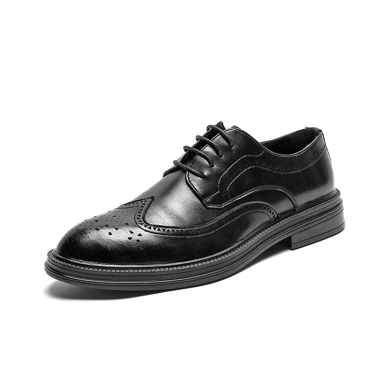 

Летние мужские туфли Brock, корейские британские кожаные туфли, мужские повседневные деловые туфли для свадьбы 6151-J 44 чёрный