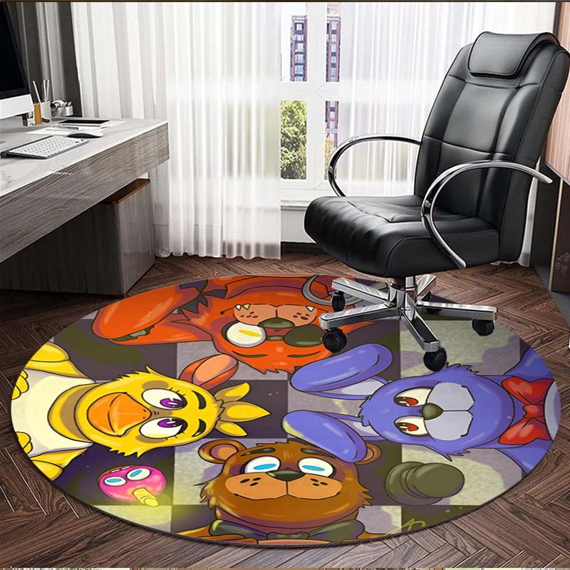 Five Nights at Freddy's Print Round Rug, Washable Floor Carpet, For Entryway Dorm Laundry Room Office Study, Home Decor Birthday Christmas Gift