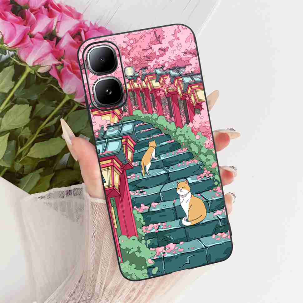 For Infinix Smart 20 4G X6840 X6840B Case Cartoon Cat Dinosaur TPU Black Cover For  Infinix Smart20 smart 20 4G Phone Casing