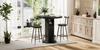 3-Piece Bar Table and Stool Set, 31.5-Inch Round Table with Two Stools, Wood Dining Table with Ring-Shaped Metal Footrest, Black