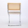 Mid Century Modern Dining Chairs Set of 2, Velvet Accent Chairs with Natural Cane Back & Stainless Chrome Base, Golden Color, DE1851BG