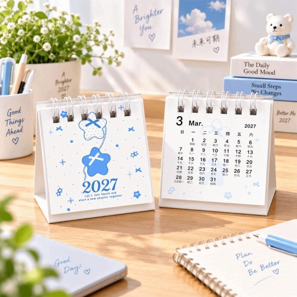 Polka Dot Pattern 2027 Desk Calendar Portable Desktop Calendar New Mini Desk Calendar  Student