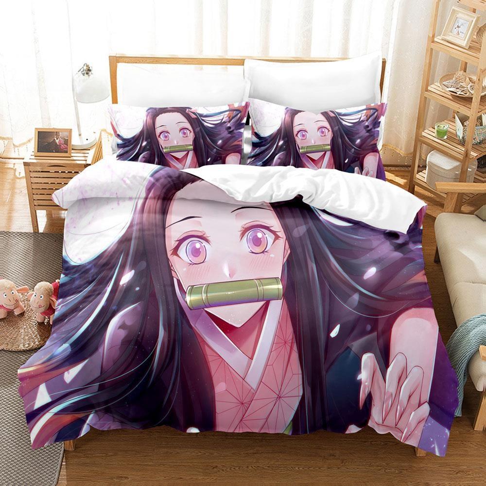 Fashion Anime Demon Slayer Bedding Collection Single Twin Full Queen King Size Bed Collection Adult Kid Bedroom Duvet Cover Collection Home Textiles