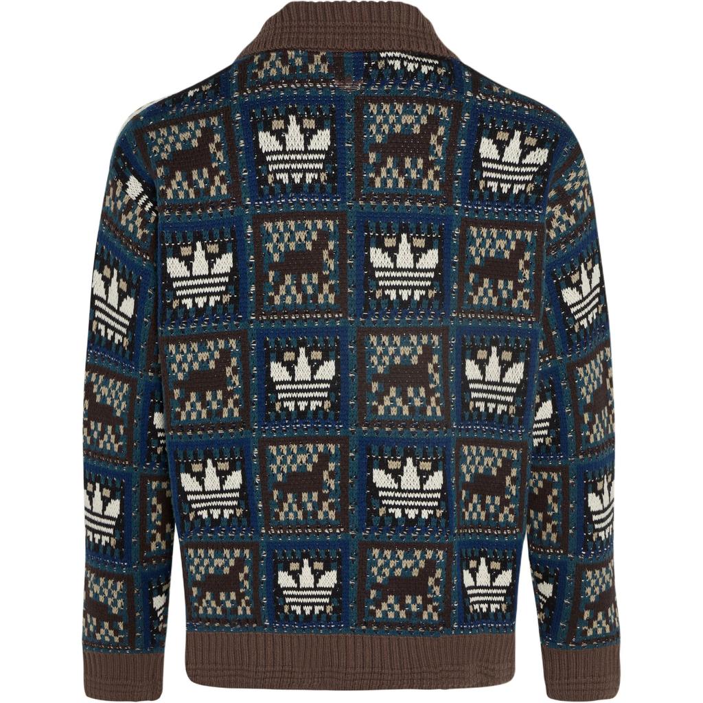adidas Originals FW25 Pletený svetr bunda Rok Králíka Limitovaná edice CNY Nový rok Límec Polo Sportovní Volný Dlouhý rukáv Pletený top KT0715