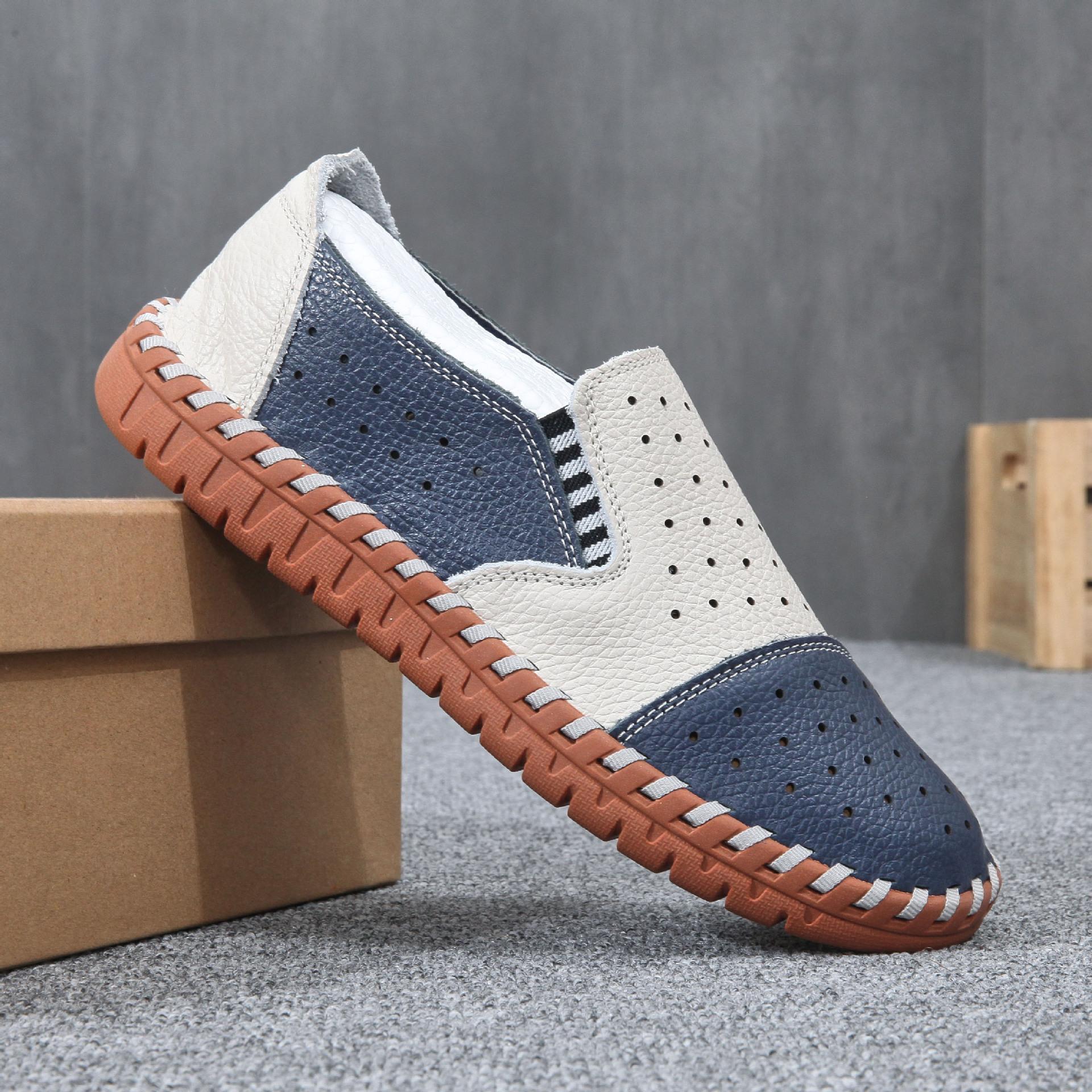 

Літнє взуття Порожнисті дихаючі бобові черевики Маленькі білі черевики A Стремена для водіння 42