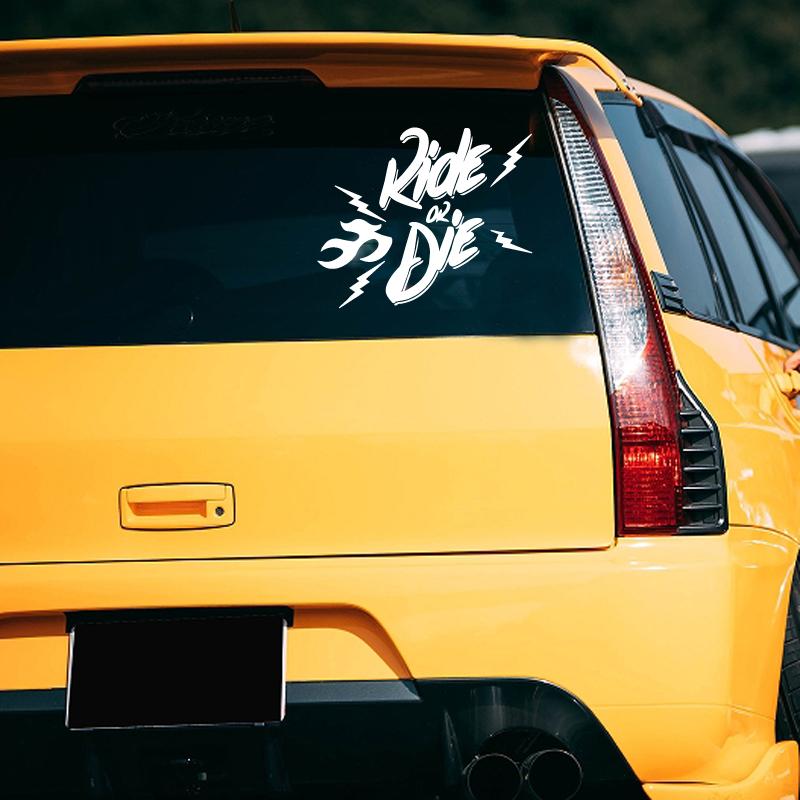 1PC Ride or Die Car Stickers Waterproof for Bumper Door Trunk Windows Rear Windshield Sunscreen Durable Auto Body Vinyl Decals