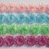 1 år 2,5 tum Shabby Chiffonblommor för Babyflickors Hårband Chiffon Fransiga Blommor för Att Göra Barn Romper Klänningstillbehör