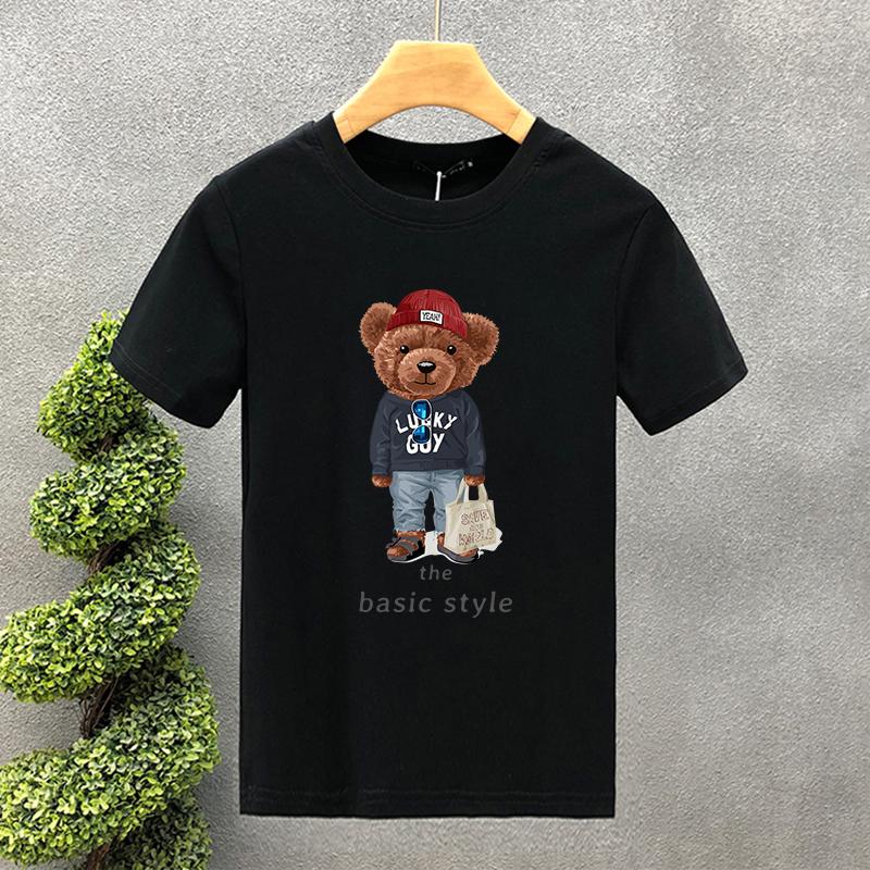 2025 Luxury Funny Bear For Men's T-shirt Cotton High Quality Creativity Printing Summer Tees Brand Tops Unisex Oversized S-7XL