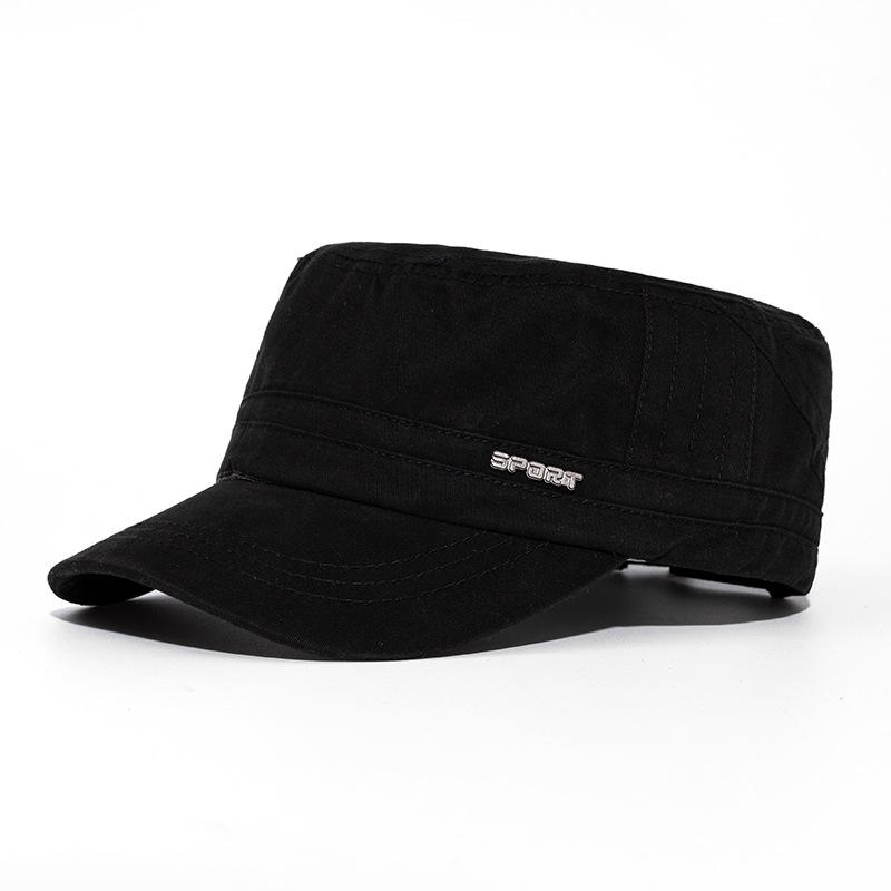 Flat Top Hat Men's Sun Hat British Vintage Cap Captain Cap Visors Hat Training Cadet Caps