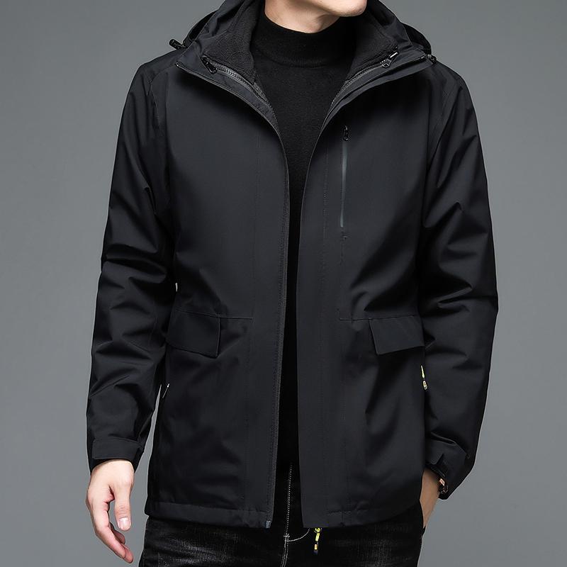 

Мужская куртка 3-в-1 Hengyuanxiang, отстегивающаяся, ветрозащитная, водонепроницаемая, для активного отдыха, на весну и осень 185/2XL for 155-175 lbs