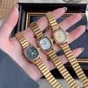 Chic Irregular Dial Quartz Watch with Gold Bamboo Steel Band for Students