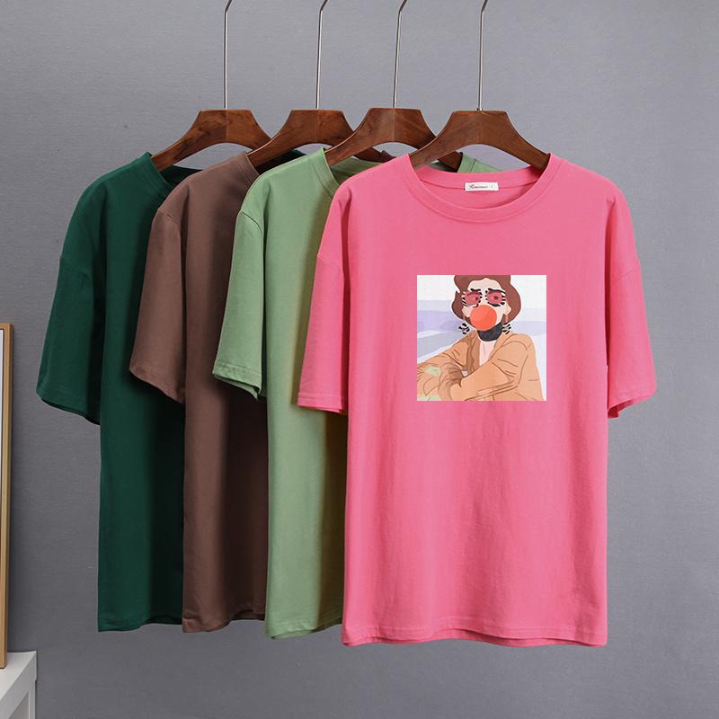 Hirsionsan Kawaii Graphic Printed T Shirts Women Summer Plus Size Harajuku Cotton Tees Oversized Casual Short Sleeves Female Top