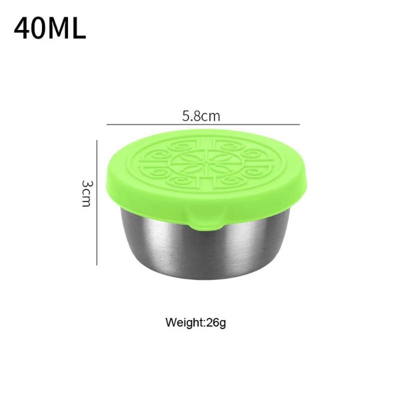 Reusable Condiment Containers Stainless Steel Sauce Cup With Silicone Lids 1.7oz Salad Dressing Container Picnic Food