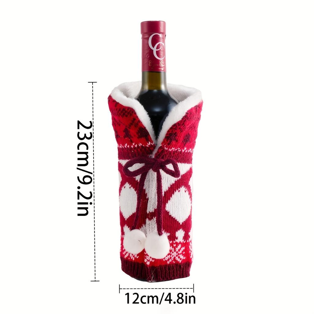 Christmas Wine Covers Knit Wine Bottle Covers Ambiance Products Home Festive Wine Bottle Covers, Business Supplies, Leak Proof Bottle Travel