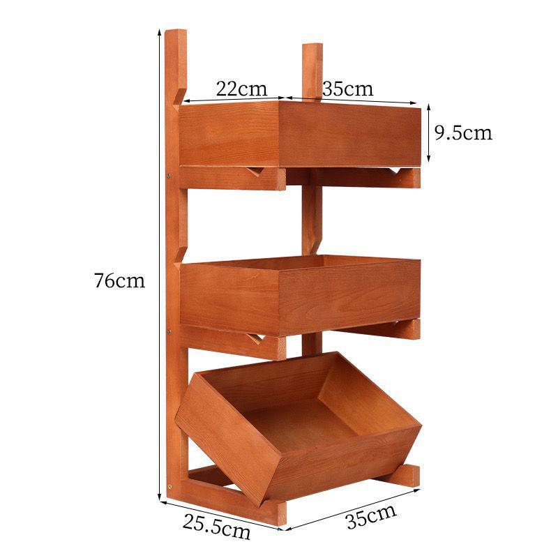 Three-Tier Solid Wood Floor-Standing Kitchen Storage Rack