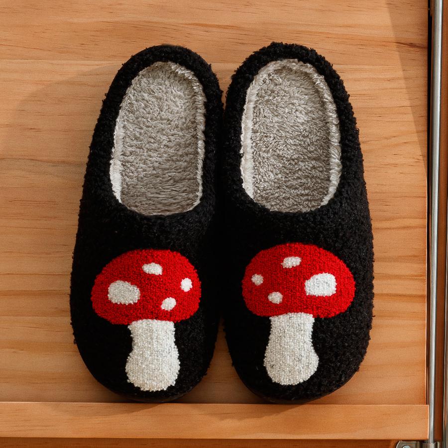 

Женские тапочки, милые, вышитые грибы, домашние, теплые, нескользящие, удобные, для дома, спальни, мягкие, на плоской подошве, хлопковые, женские 37-38