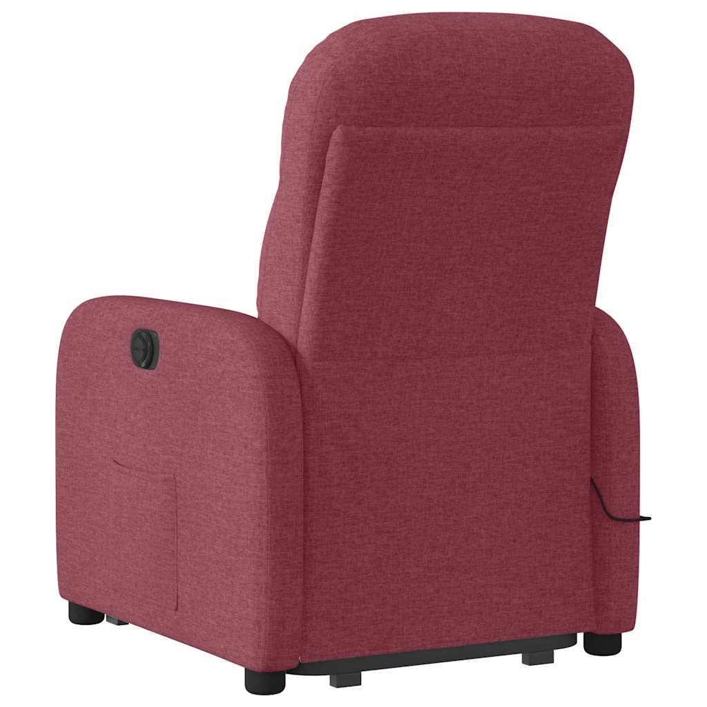 Vidaxl Lift and Massage Armchair, Reclining, Burgundy, Fabric Upholstered