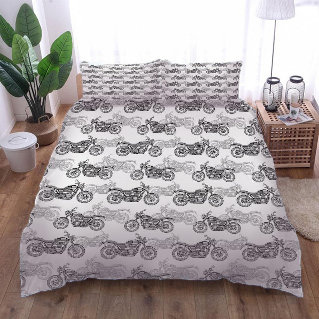 Double Linens Collection 3 Pieces 3D Sporty Cool Motorbike Bedding Collection Quilt Duvet Cover Comforter Children Bed Birthday Gift
