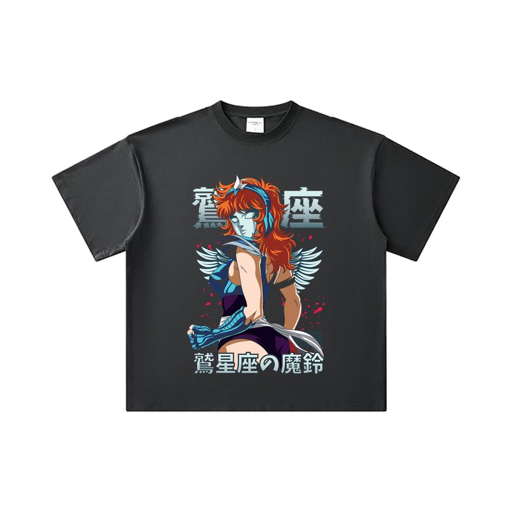 260 GSM Double Yarn 32 Count 100% Cotton Saint Seiya V9 Eagle Marin Print Unisex Heavy Cotton T Shirt