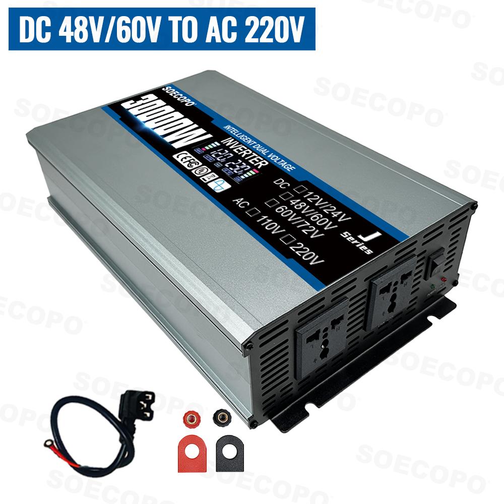 Dual Voltage Input Inverter 30000W Smart Solar Inverter DC 12V/24V 48V/60V 60V/72V To AC 110V/220V Current Inverter Home Camping