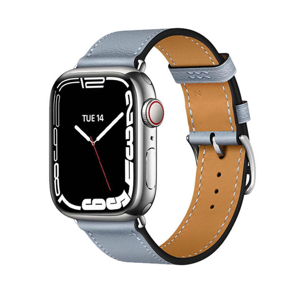 

Совместимый кожаный ремешок Hermes Style для Apple Watch 8/7/6/5/4/SE - контрастный цвет с крестообразным узором 38mm/40mm/41mm