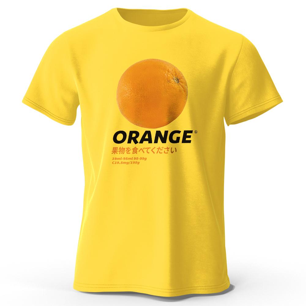 Orange Fruit Print T-shirt - Fresh & Vibrant Summer Top for Men Women, Soft & Comfortable Pure Tee