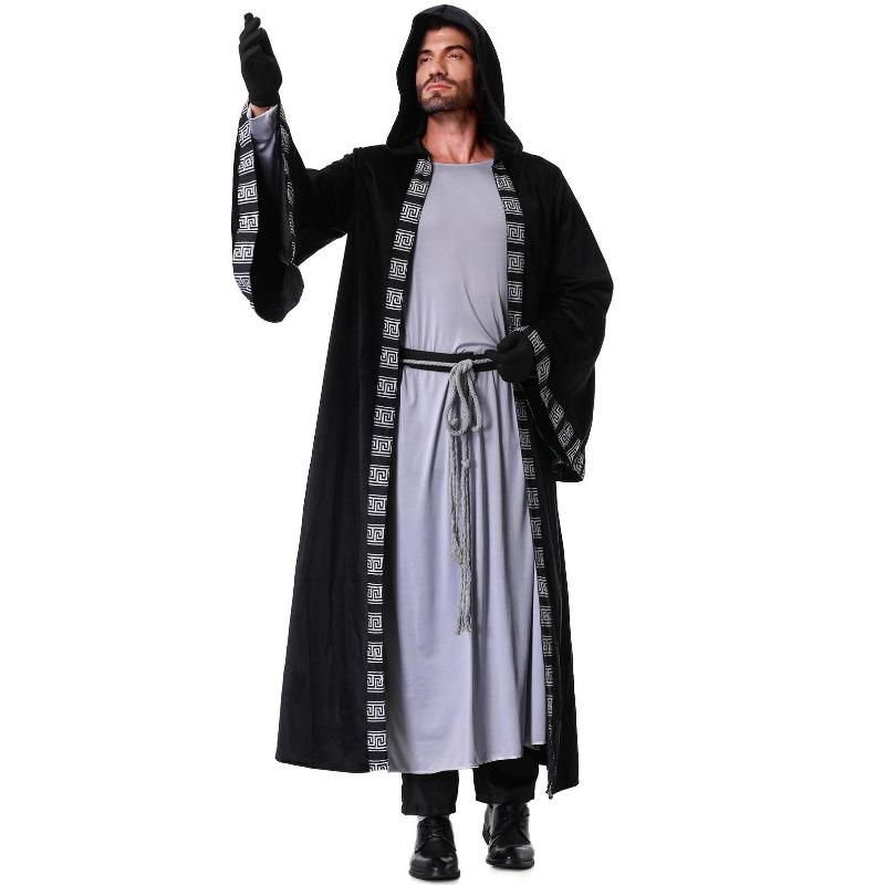 edieval cape cos grim reaper costume, cape wizard robe, Middle astern priest costume, alloween costume