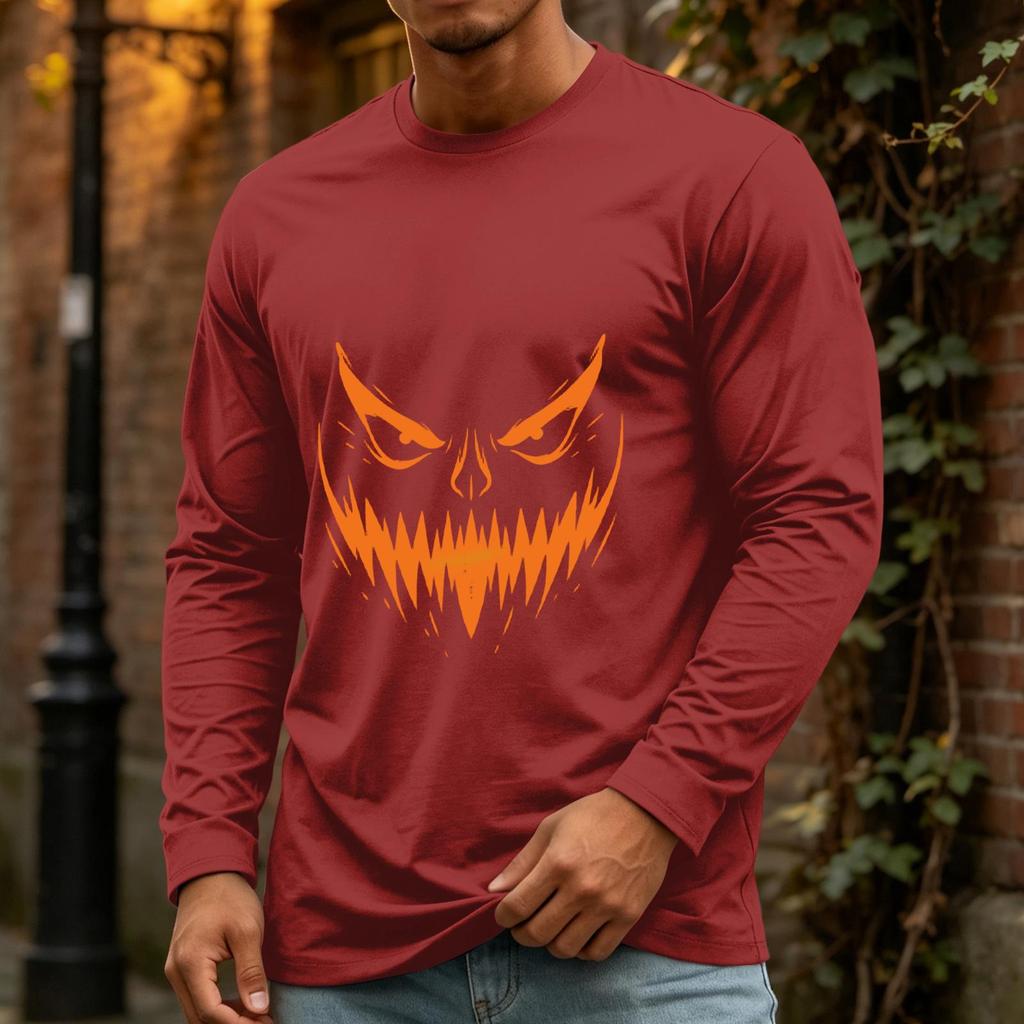 Men's Casual Long Sleeve Neck T-Shirt for Halloween