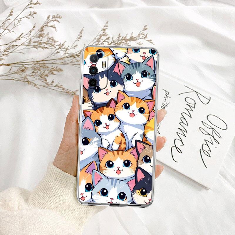 Cat Kitten Cute Transparent Phone Case for Samsung Galaxy A04 A04S A14 A23 A34 A54 M23 M33 M52 M53