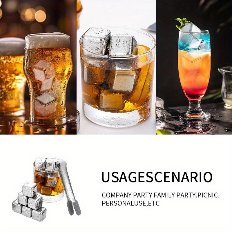 4/6/8 Pcs Stainless Steel Whiskey Stones Ice Cubes Wine beer Cooler Bar Whisky Rock Cooler Chilling Stone Rocks for Beer Wine