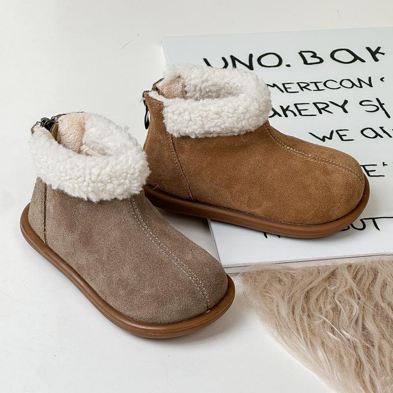 Girls boots Winter children's short boots Frosted leather boots Fashion velvet baby boots Two cotton boots