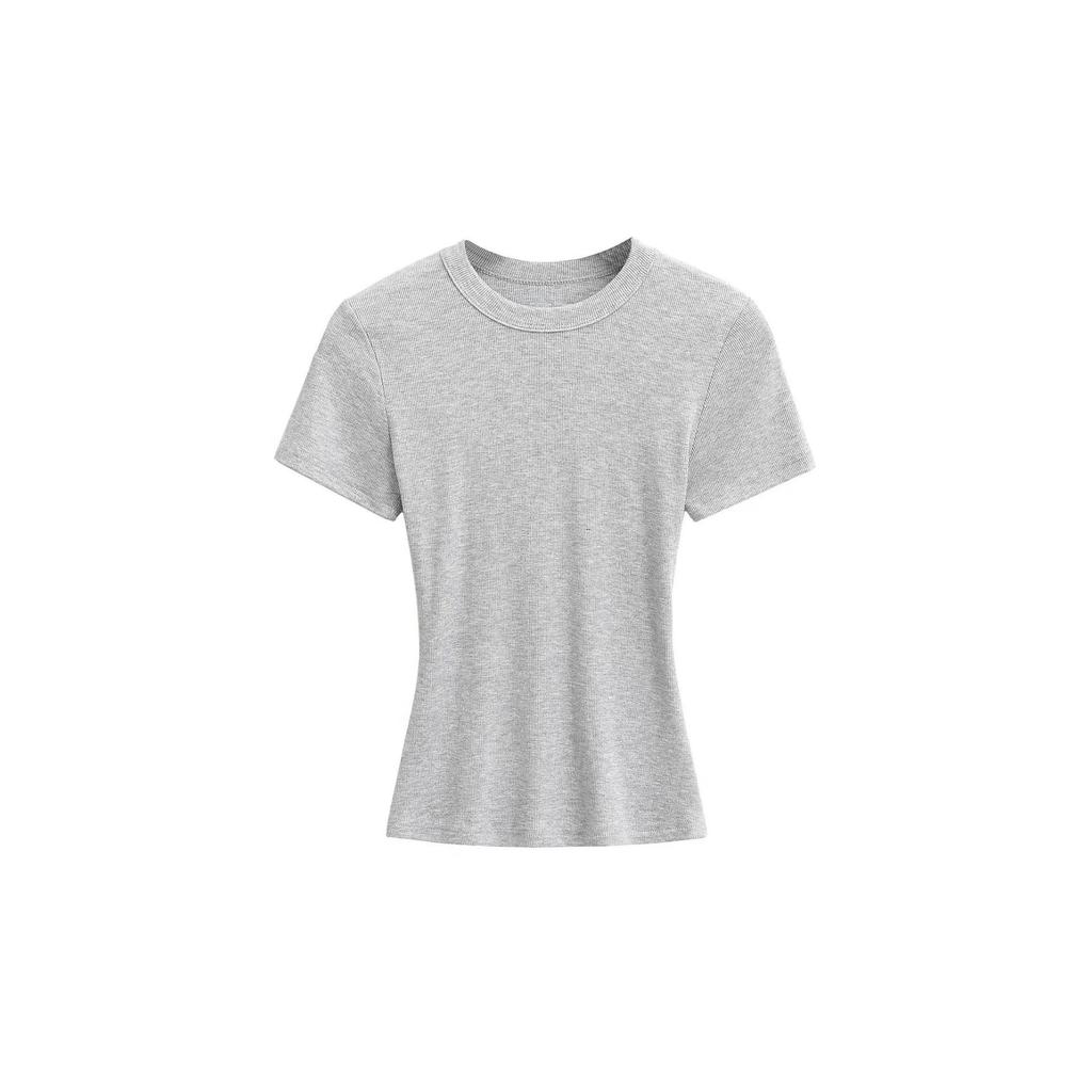 American Spicy Girl Slim Fit Round Neck Short Sleeve T-shirt - Women’s Elastic Summer Top