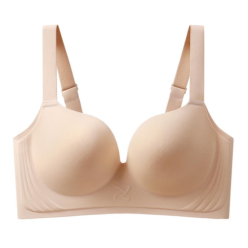 Large Size Smooth Surface Bra for Women Seamless Bra Double Breasted Slim Gathered and Adjusted Bra