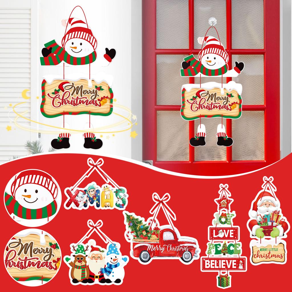 Christmas Themed Door Hanger With Lanyard Paper Hanging Pendant For Indoor And Outdoor Festival Home Decoration