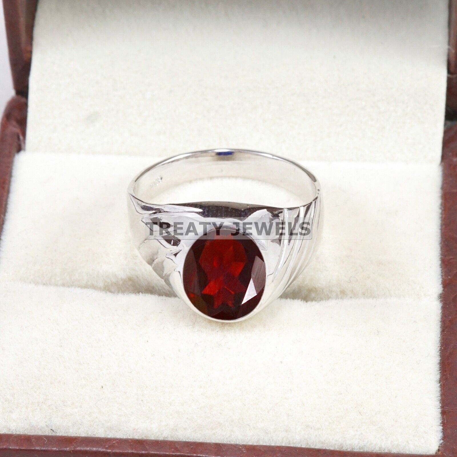 

Garnet Oval Cut Gemstone With 925 Sterling Silver Ring For Men s #B102 JL375671440588 4-16 US срібний