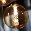 Lustre suspension - NETTLIFE - 10 lampes - abat-jours verre ambre - hauteur réglable - métal 41x41x200 cm