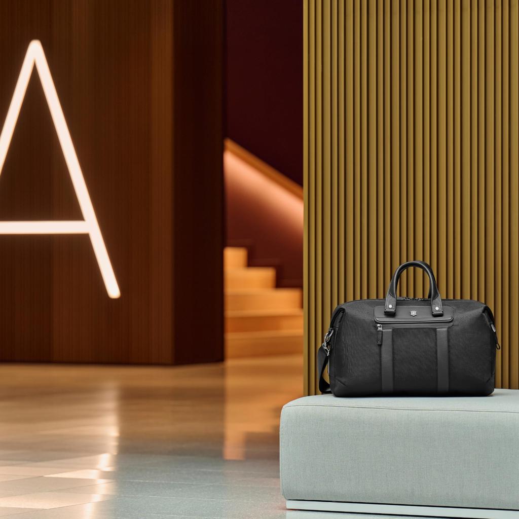 Victorinox Architecture Urban2 Compact Weekender Business Travel Duffel Bag with Antibacterial Trolley Personalized Black Bag, Lining, Sleeve, Design,