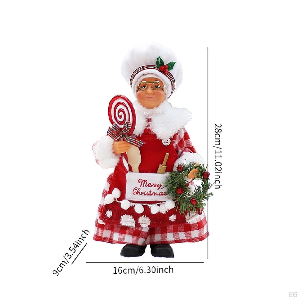 Christmas Chef Ms Claus Figurine Statue Centerpiece Collectible Xmas Gift Decoration