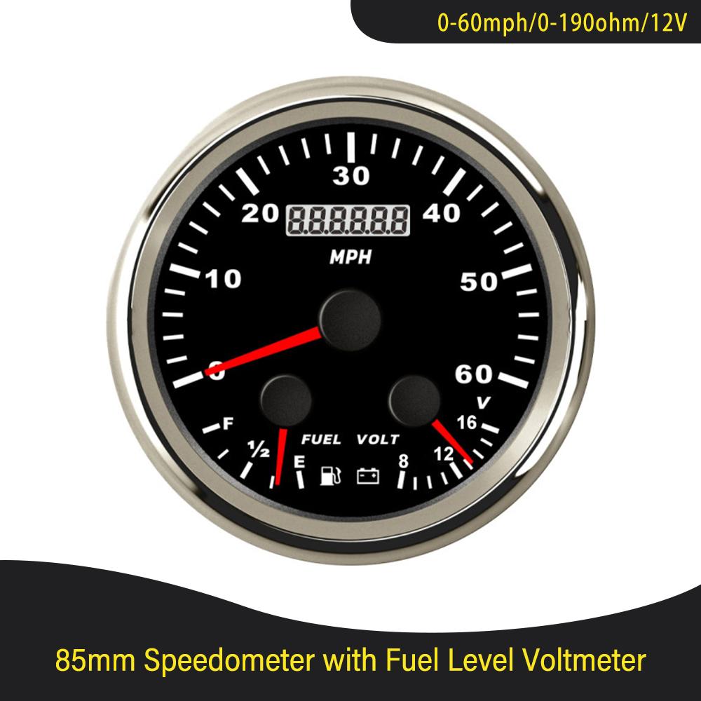 Waterproof Car Boat Universal 85mm GPS Speedometer Odometer with Fuel Level Tachometer Water Temp Oil Pressure Red Backlight