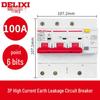 Delixi DZ47SLE 3-Phase Earth Leakage Circuit Breaker with 3P Protection, 380V