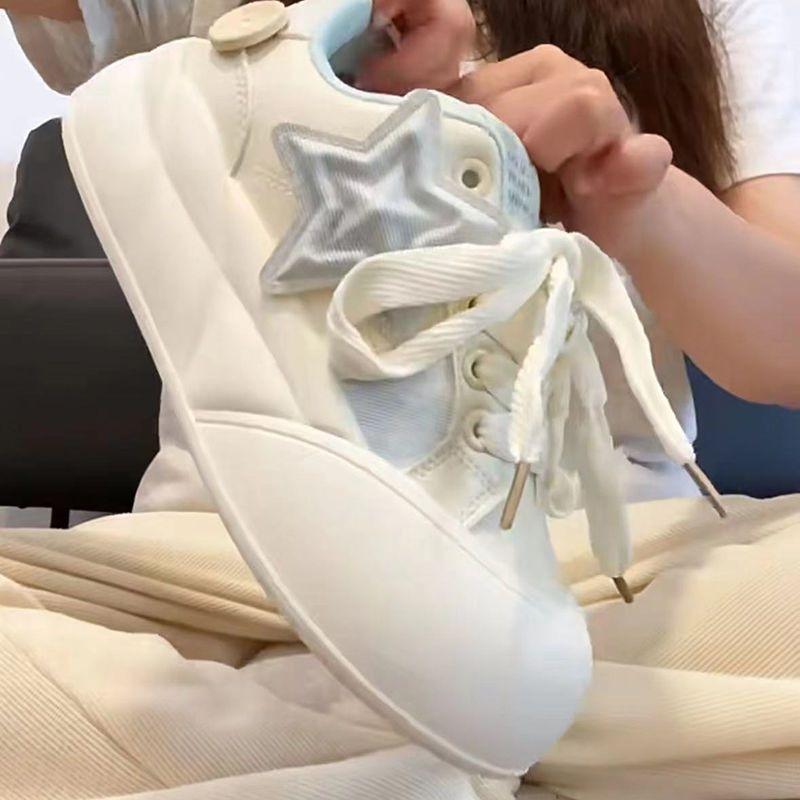 Cute ugly cute big head star bread shoes women's autumn new thick baseplate shoes student versatile round head