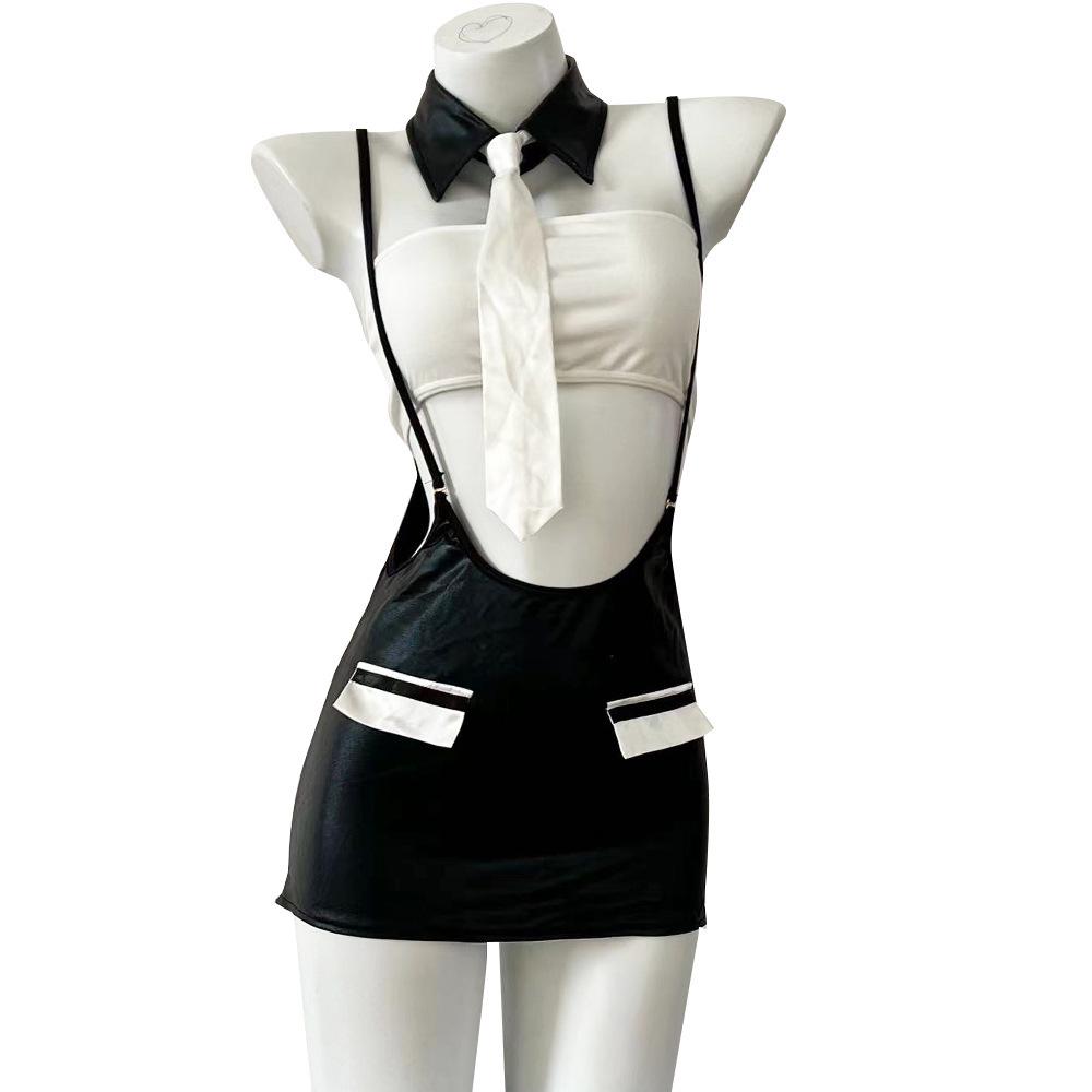 Sassy Instructor Role Play Patent Leather Lingerie Set