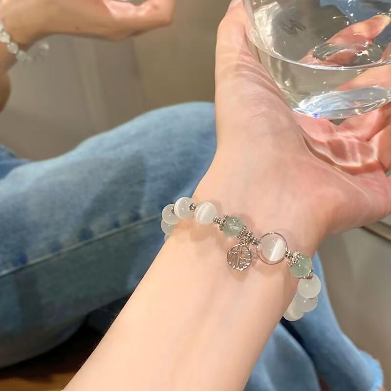 

Guochao new Chinese style Fu brand beaded bracelet women s summer niche design temperament imitation opal bead bracelet hand