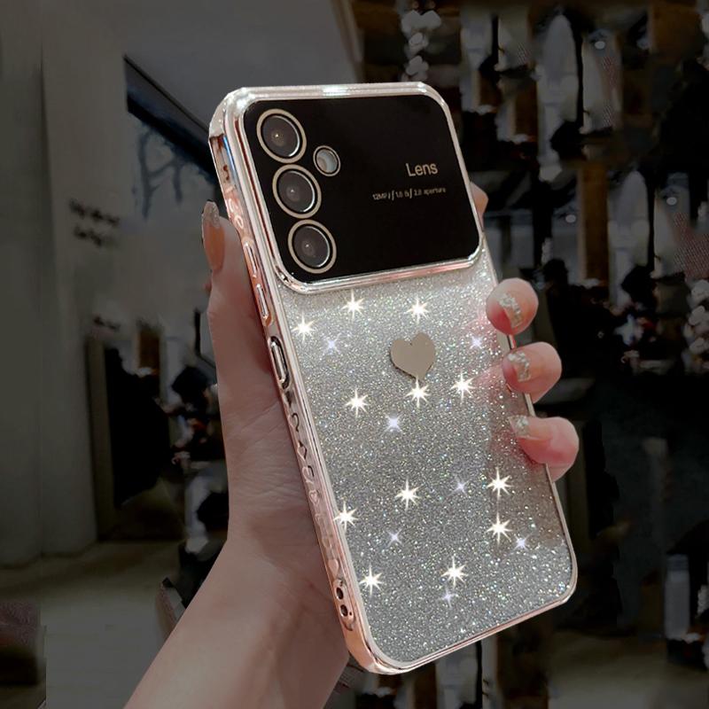 

Роскошный градиентный блестящий чехол с сердечком для Samsung Galaxy A54 A24 A14 A53 A23 A13 A52 S24 S23 Ultra S22 iPhone 15 14 13 12 11 Pro Max, мягкий чехол из ТПУ For Samsung Galaxy A24 4G серебряный