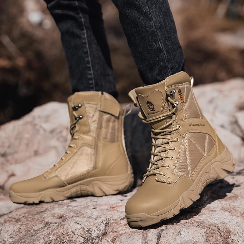 Classic Men's Motorcycle Boots Summer Outdoor Hiking Climbing Shoes Wear-resistant Non-slip Boot Lace-up High Top Shoe