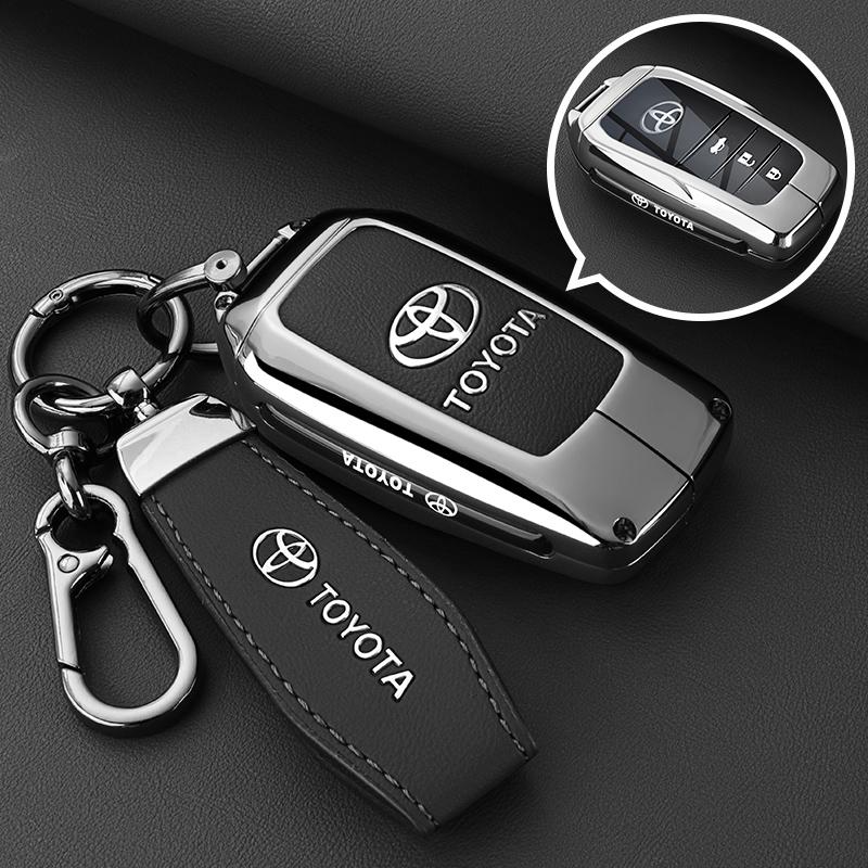 Leather Zinc Alloy Car Key Case for Toyota Corolla Hybrid 2021 Rav4 Land Cruiser Prado Camry Highlander Prius C-HR 2018+