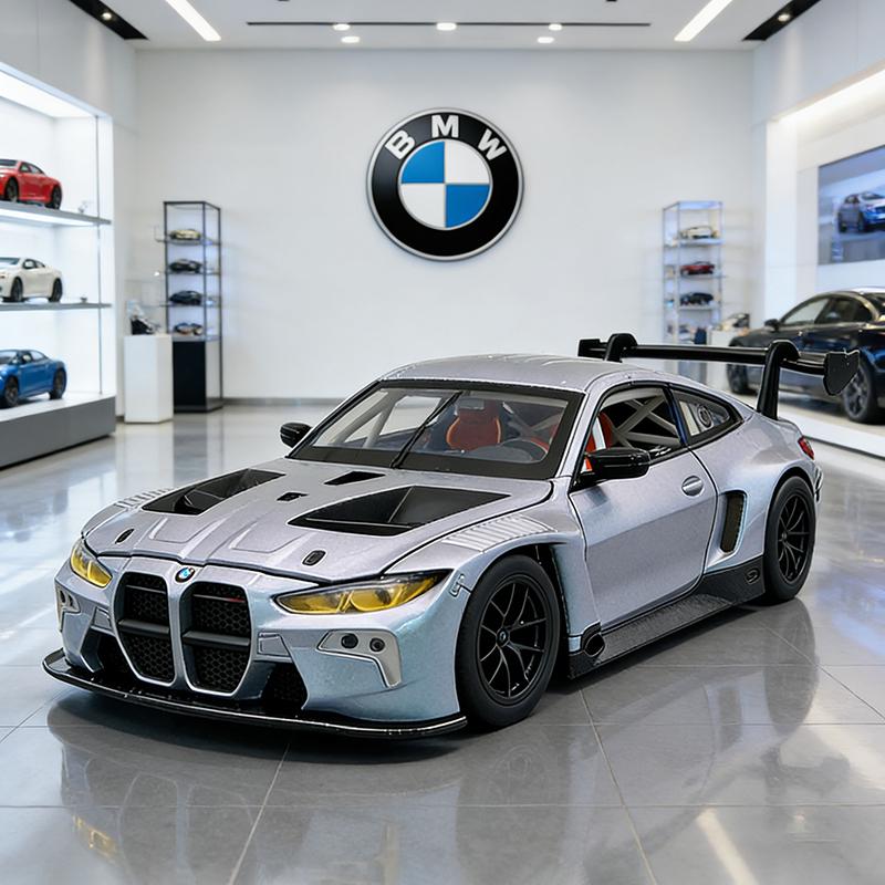 

NEW 1:24 BMW M4 GT3 Supercar Alloy Car Model Sound and Light Children s Toy Collectibles Birthday gift сірий колір